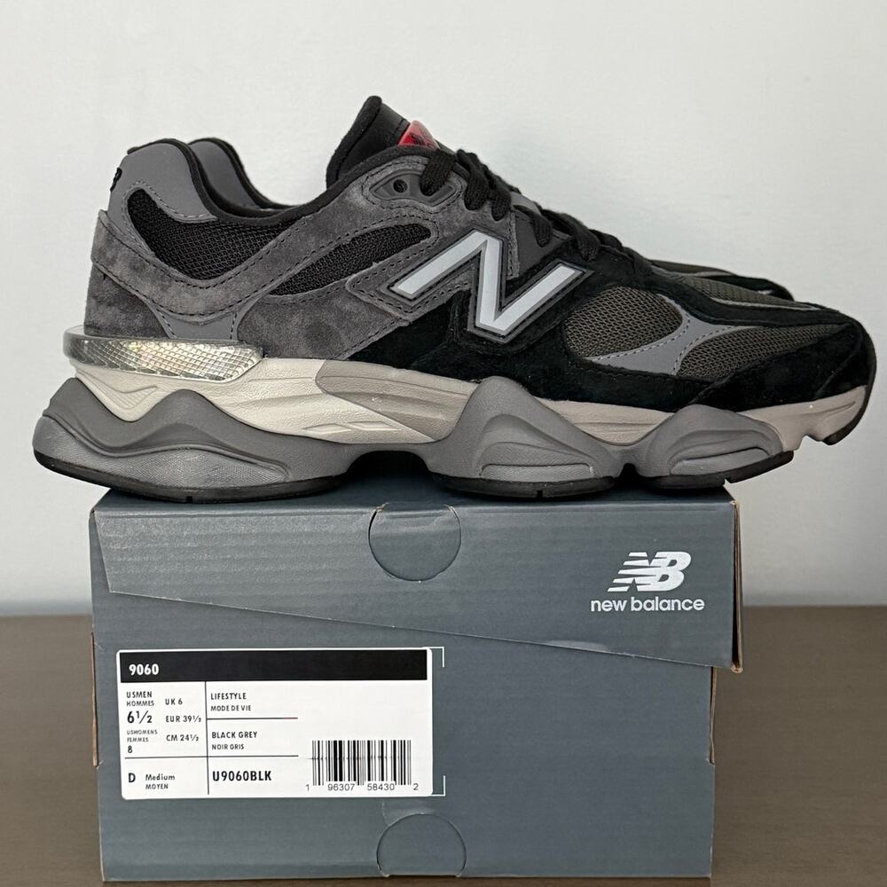 New Balance 9060 Running Lifestyle Sneakers Mens Sz 6.5 /Womens 8 Black/Gray NIB